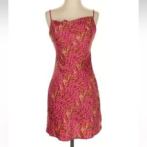 Urban Outfitters Mini Slip Dress - Red and Brown - Y2K style - Small